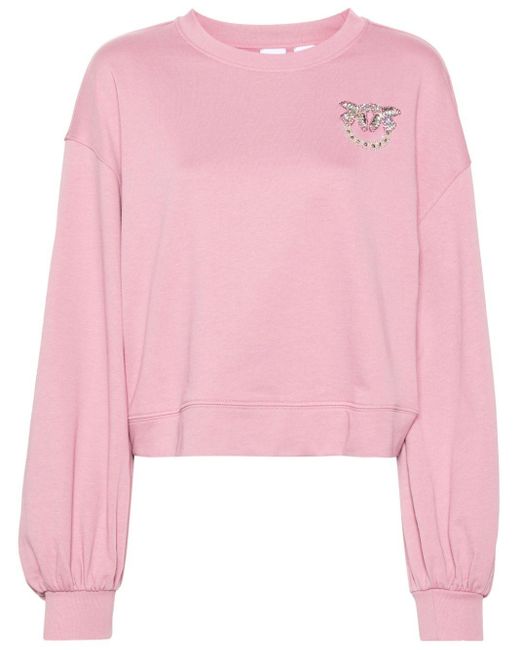 Pinko Pink Love Birds-motif Cotton Sweatshirt