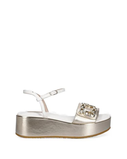 Liu Jo White Chain-Link Platform Sandals