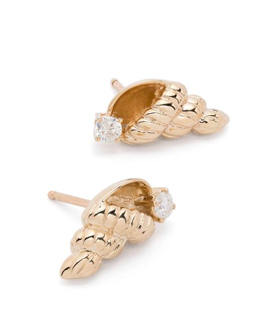 Yvonne Léon Metallic 9Kt Paire De Puces Nautilus Diamond Earrings