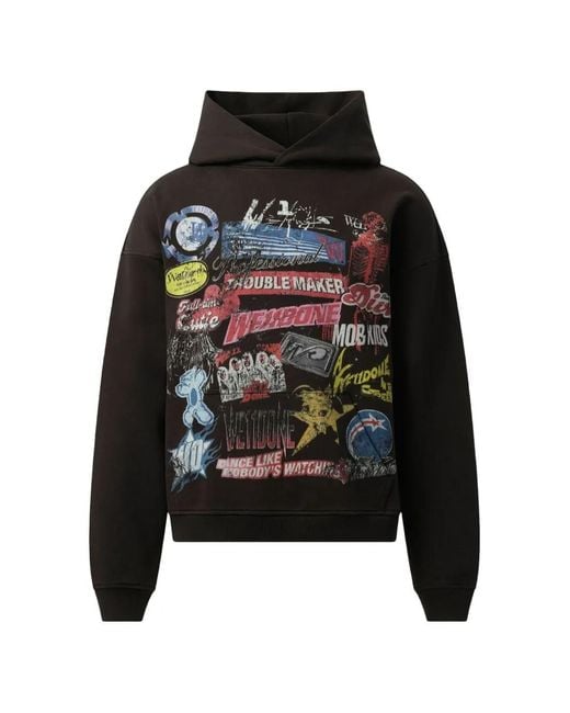 we11done Black Collage-Print Hoodie for men