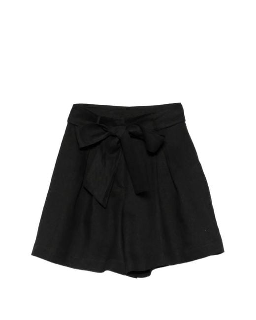 Liviana Conti Black Tie-Waist Pleated Shorts