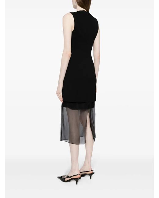 Jason Wu Black Layered Stretch-Jersey Midi Dress