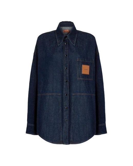 Missoni Blue Logo-Patch Chest-Pocket Shirt