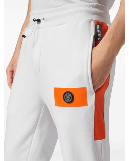 Philipp Plein White Logo-applique Cotton-blend Track Pants for men
