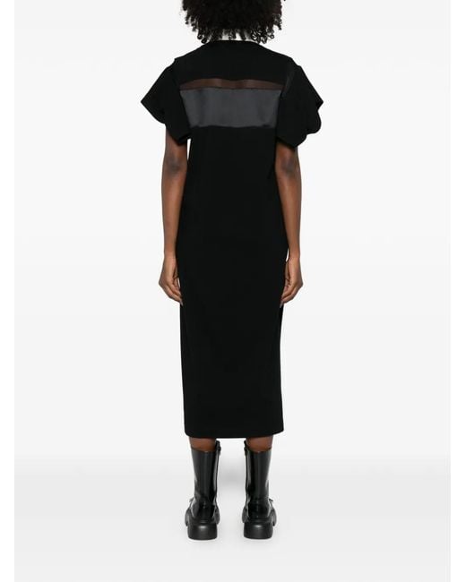 Sacai Black Polo-Collar Midi Dress