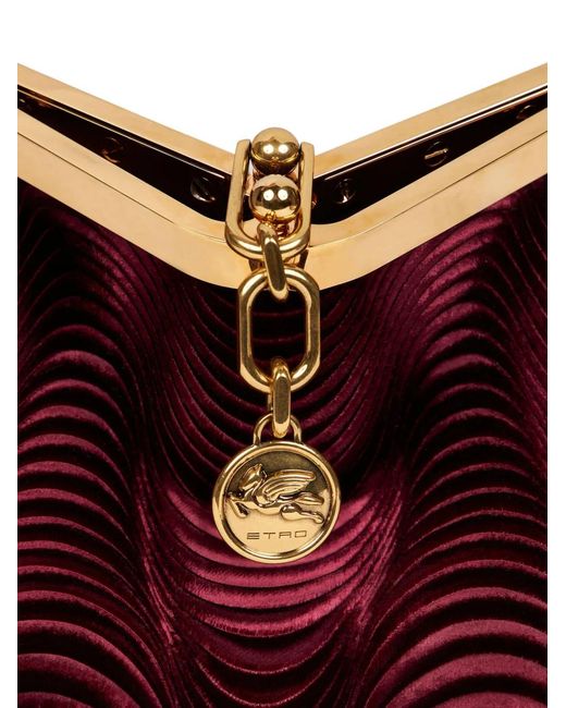 Etro Red Small Velvet Vela Bag