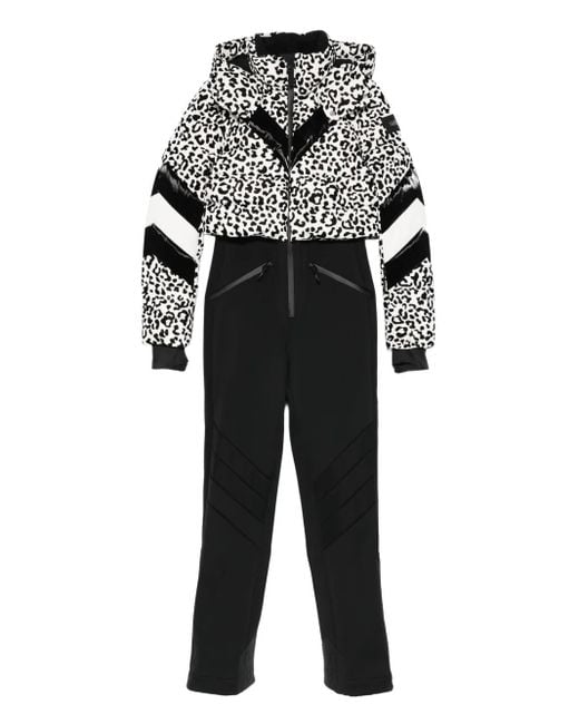 Mackage Black Satory-Flp Leopard-Print Ski Jumpsuit