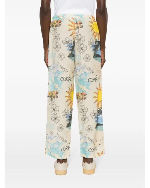 Amir Slama White Graphic-Print Elastic-Waist Trousers for men
