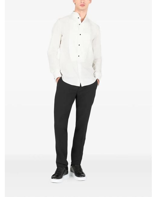 Roberto Cavalli White Pleated-Front Button Shirt for men