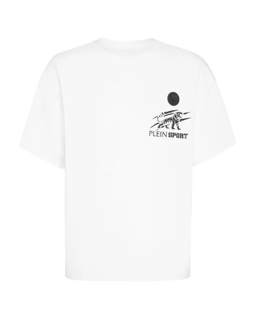 Philipp Plein White Tiger-Print Crew-Neck T-Shirt for men