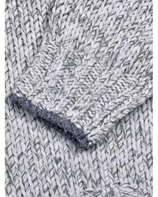 Brunello Cucinelli Gray Turtleneck Ribbed Knit Sweater for men