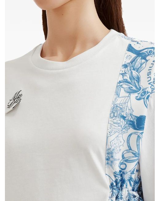 Musium Div. Blue Pleated-Hem T-Shirt