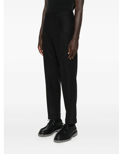 Cellar Door Black Pleated-Cuff Trousers for men