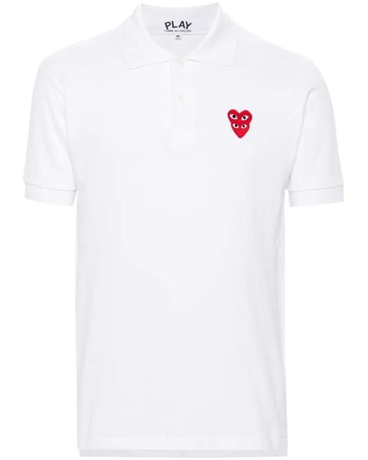 COMME DES GARÇONS PLAY White Heart-Patch Polo Shirt for men