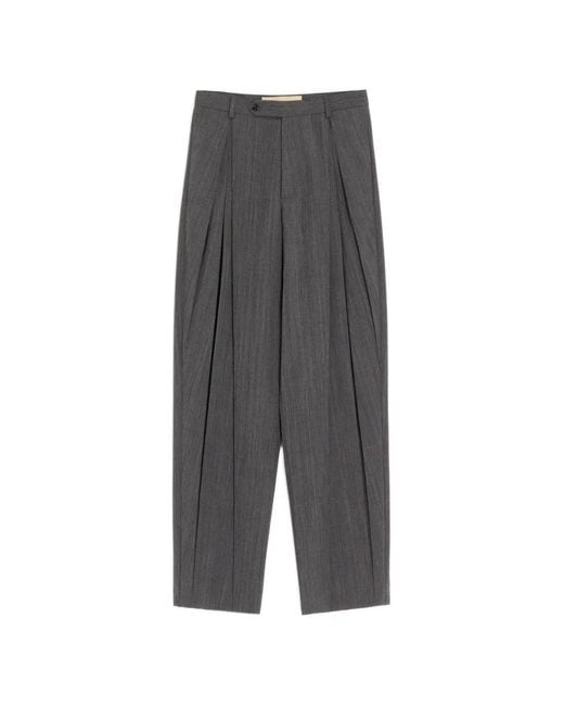 Valentino Garavani Gray Pinstripe Wool Pants With Pleats for men