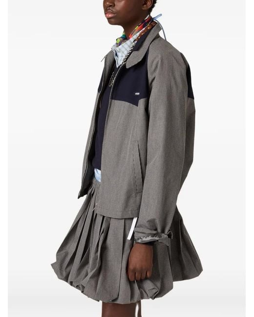 Miu Miu Gray Gingham Check Blouson Jacket