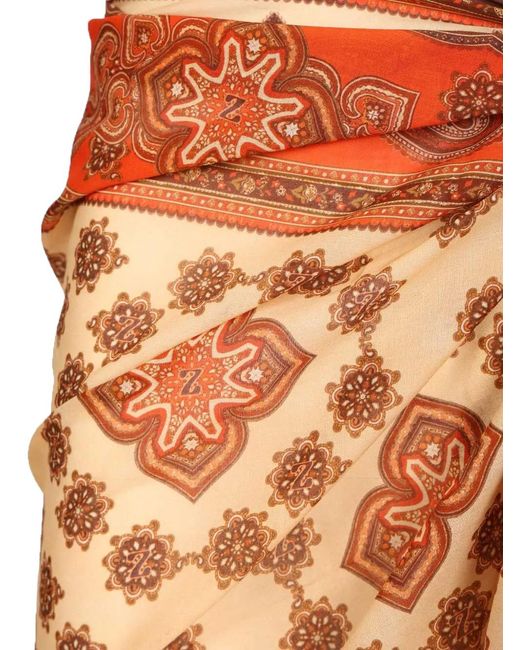 Zimmermann Orange Paisley-Print Frayed-Edge Pareo