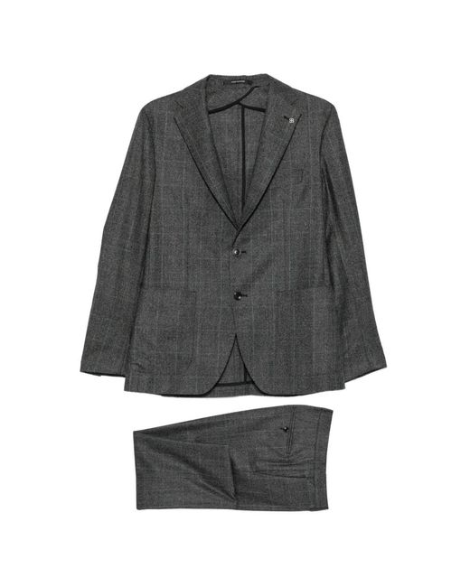 Tagliatore Gray Check-Pattern Single-Breasted Suit for men