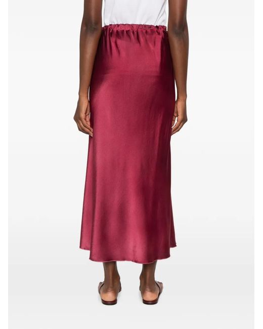 Avant Toi Red Elasticated-Waist Midi Skirt