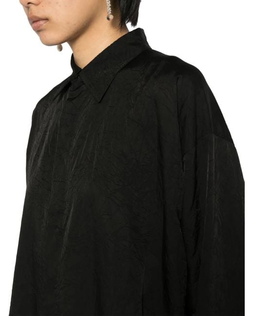 Yohji Yamamoto Black Creased Button-Down Shirt