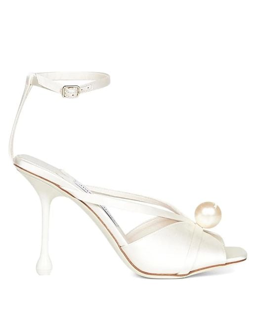 Jimmy Choo White 95Mm Siva Pearl-Embellished Sandals