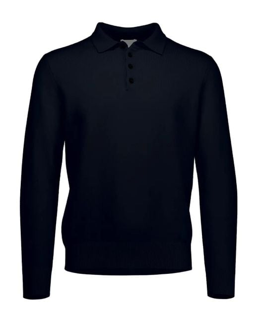 Allude Poloshirt Met Lange Mouwen in het Blue voor heren