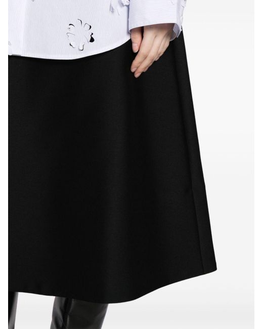 JNBY Black Wool-blend A-line Midi Skirt
