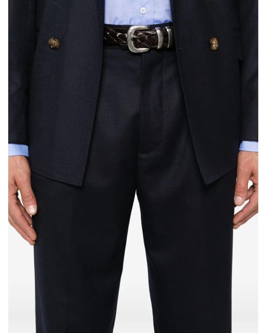 メンズ Brunello Cucinelli プリーツ ウールパンツ Blue
