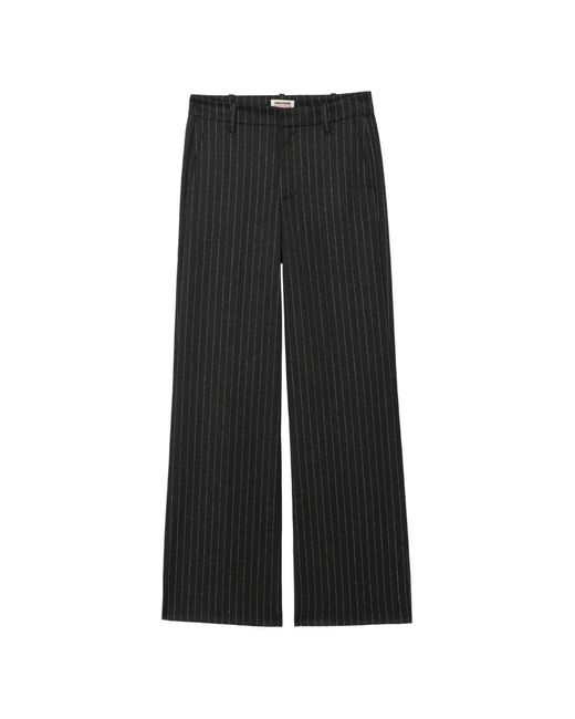 Zadig & Voltaire Black Stripe-Pattern Trousers