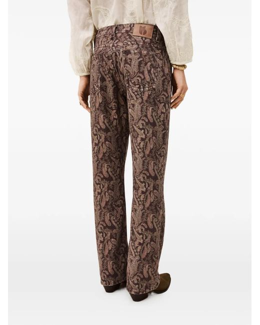 Ba&sh Brown Tooty Paisley-Pattern Jeans