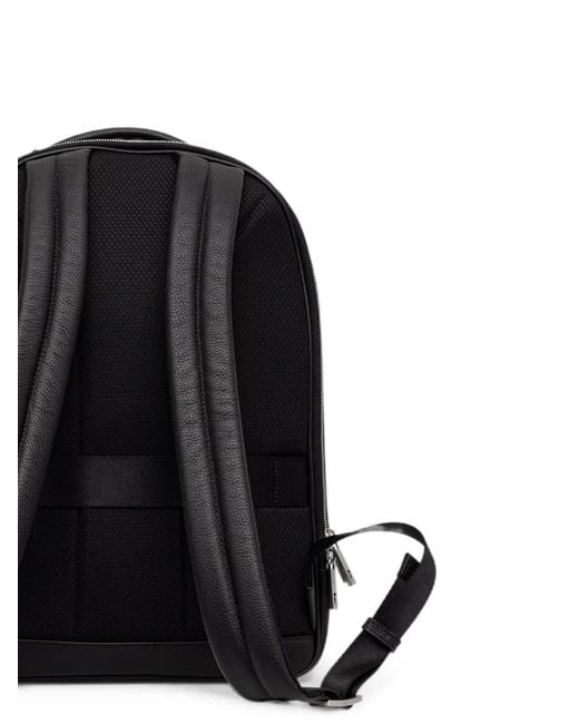 Trussardi Black Logo-Print Pebbled Backpack for men