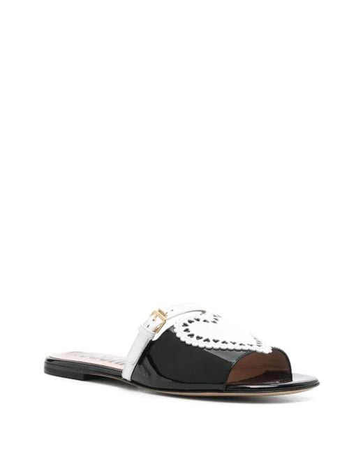 Moschino White Heart-Patch Slides