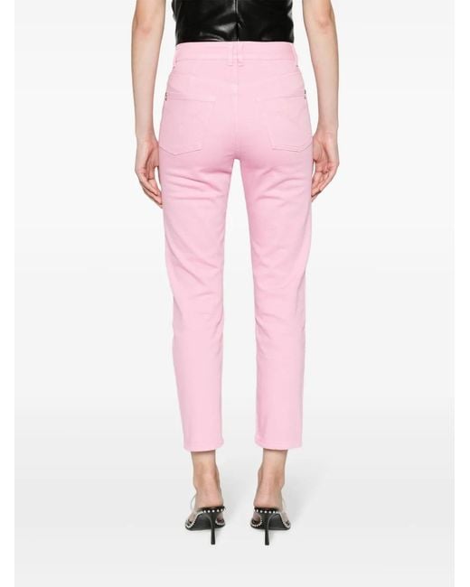 Patrizia Pepe Pink Logo-Plaque Tapered Jeans