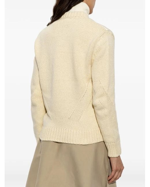 Moncler White Chain Quilted Padded V-Neck Cardigan