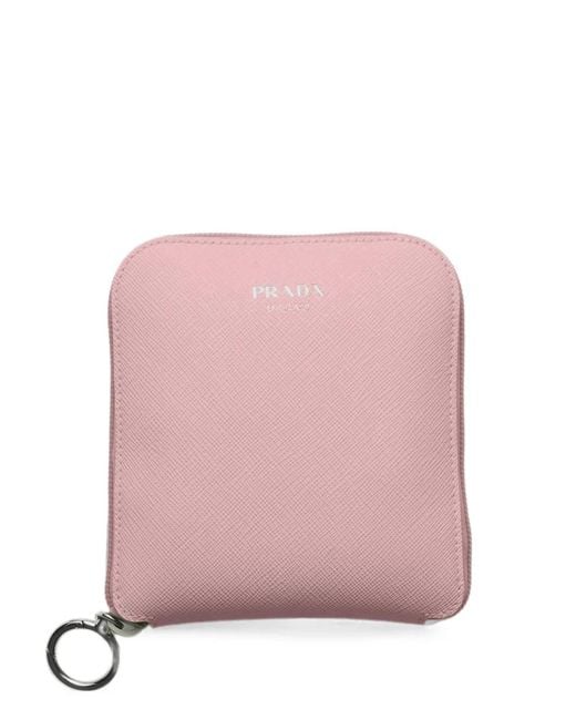 Prada Pink Saffiano Leather Pendant With Re-Nylon Tote Bag