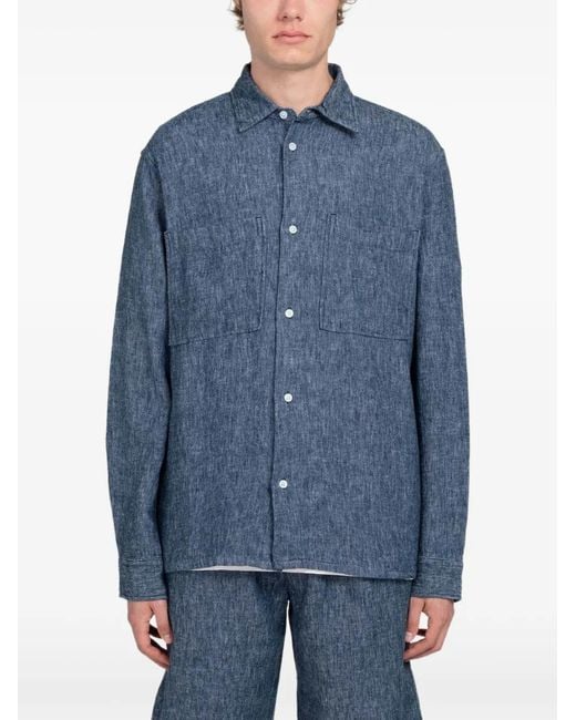 Minimum Blue Titan Patch-Pocket Shirt for men