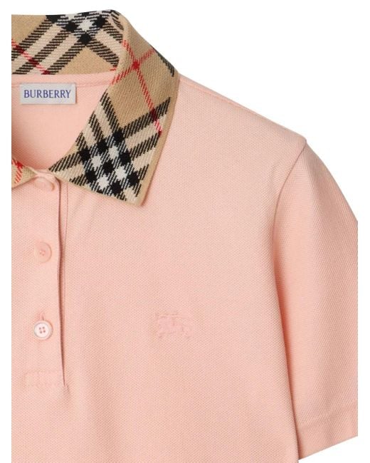 Polo de algodón a cuadros Burberry de color Pink