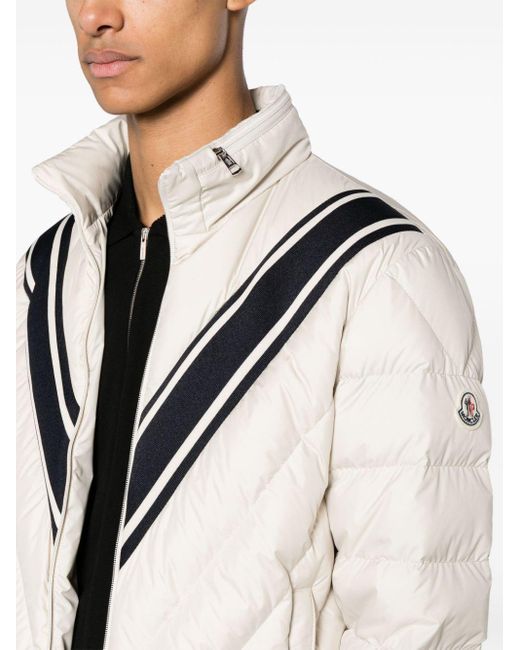 Moncler White Barrot Striped Quilted Jacket for men