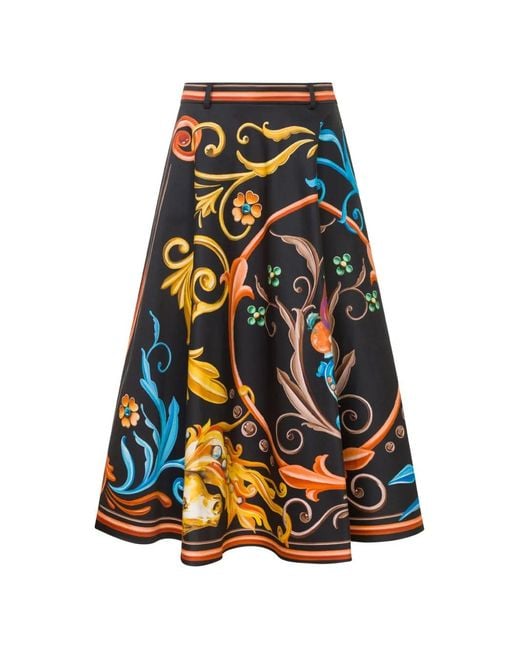 Moschino White Baroque-Print Midi Skirt