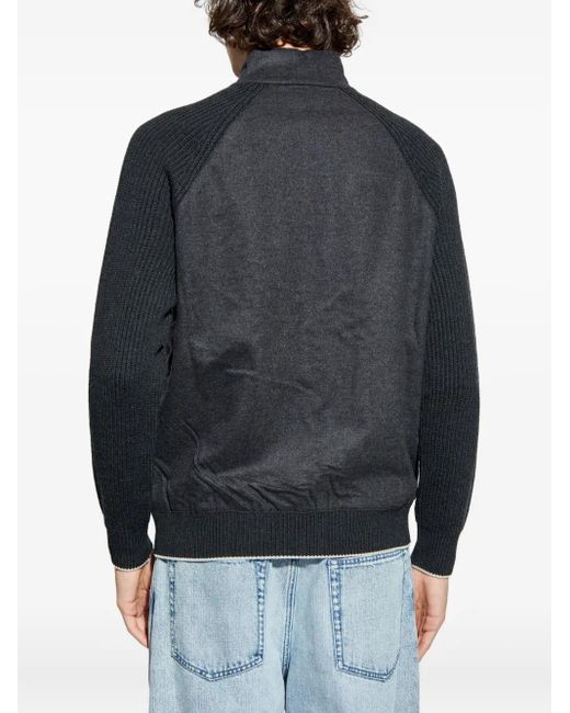 Eleventy Blue Ribbed Zip Jacket for men