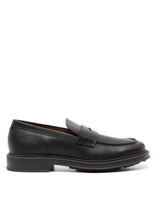 Loro Piana Black Travis Penny-slot Leather Loafers for men