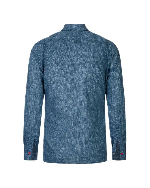 Kiton Blue Chemise À Imprimé Graphique for men