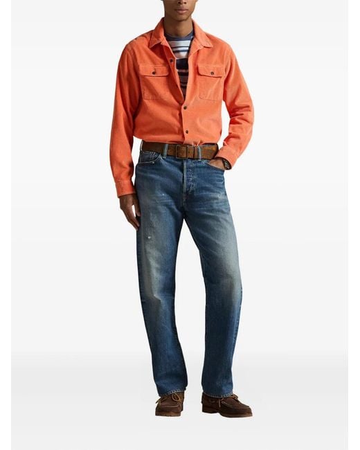 Polo Ralph Lauren Orange Corduroy Long-Sleeved Shirt Jacket for men