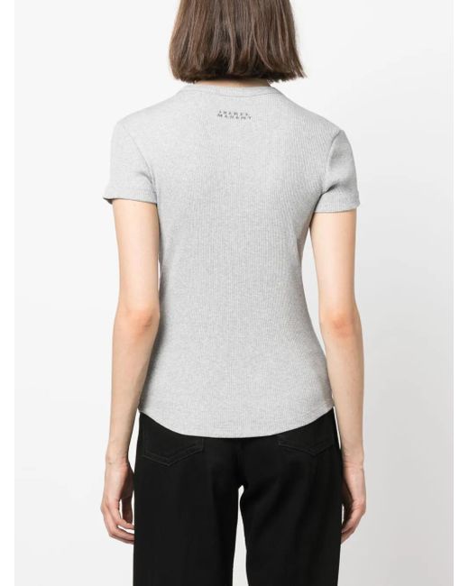 Isabel Marant Gray Taomi Ribbed Cotton T-Shirt