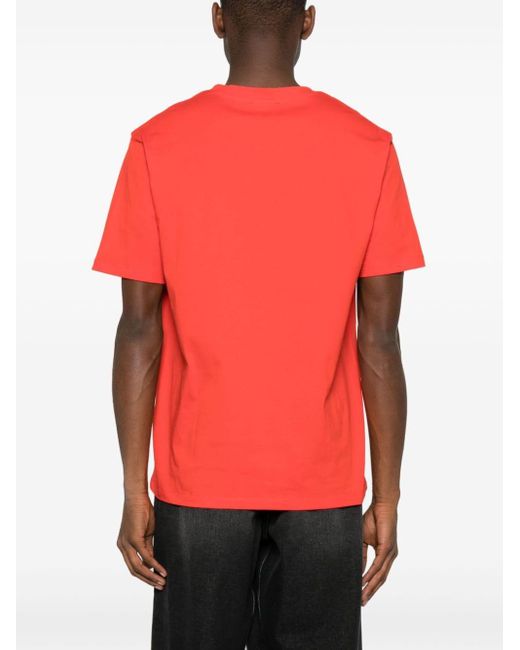 Balmain Red Stitch Collar T-Shirt Straight Fit for men