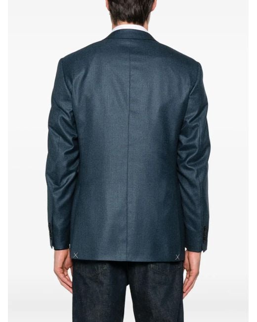 Canali Karierte Jacke Mit Knöpfen in Blue für Herren