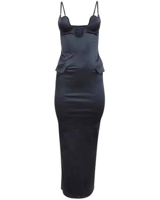 Fleur du Mal Blue Seduce U-Plunge Dress