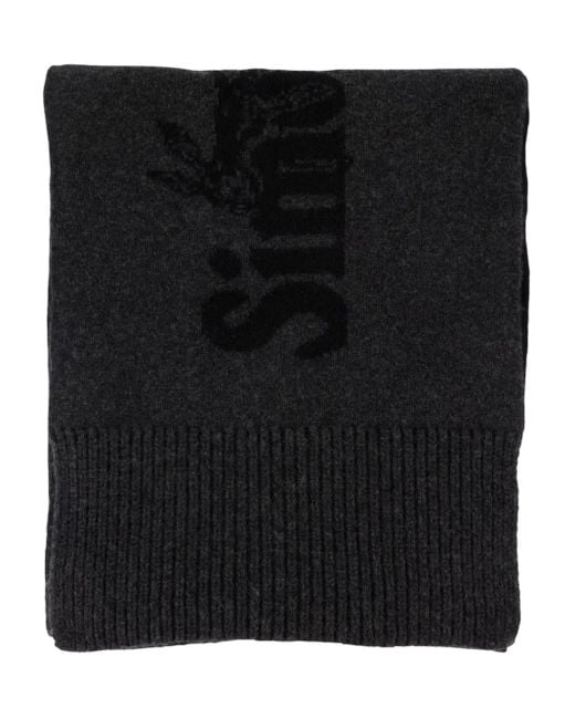 Simone Rocha Black Logo-Embellished Wool Scarf