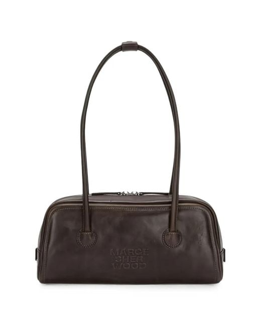 MARGE SHERWOOD Black Logo-Embossed Leather Shoulder Bag