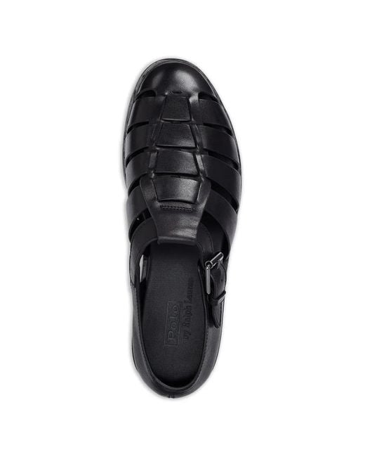 Polo Ralph Lauren Black Leather Fisherman Sandals for men
